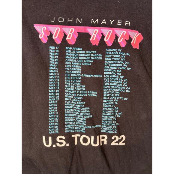 John Mayer Men's Black U.S. Tour 2022 Sob Rock Concert Shirt Size 2XL - Picture 5 of 5